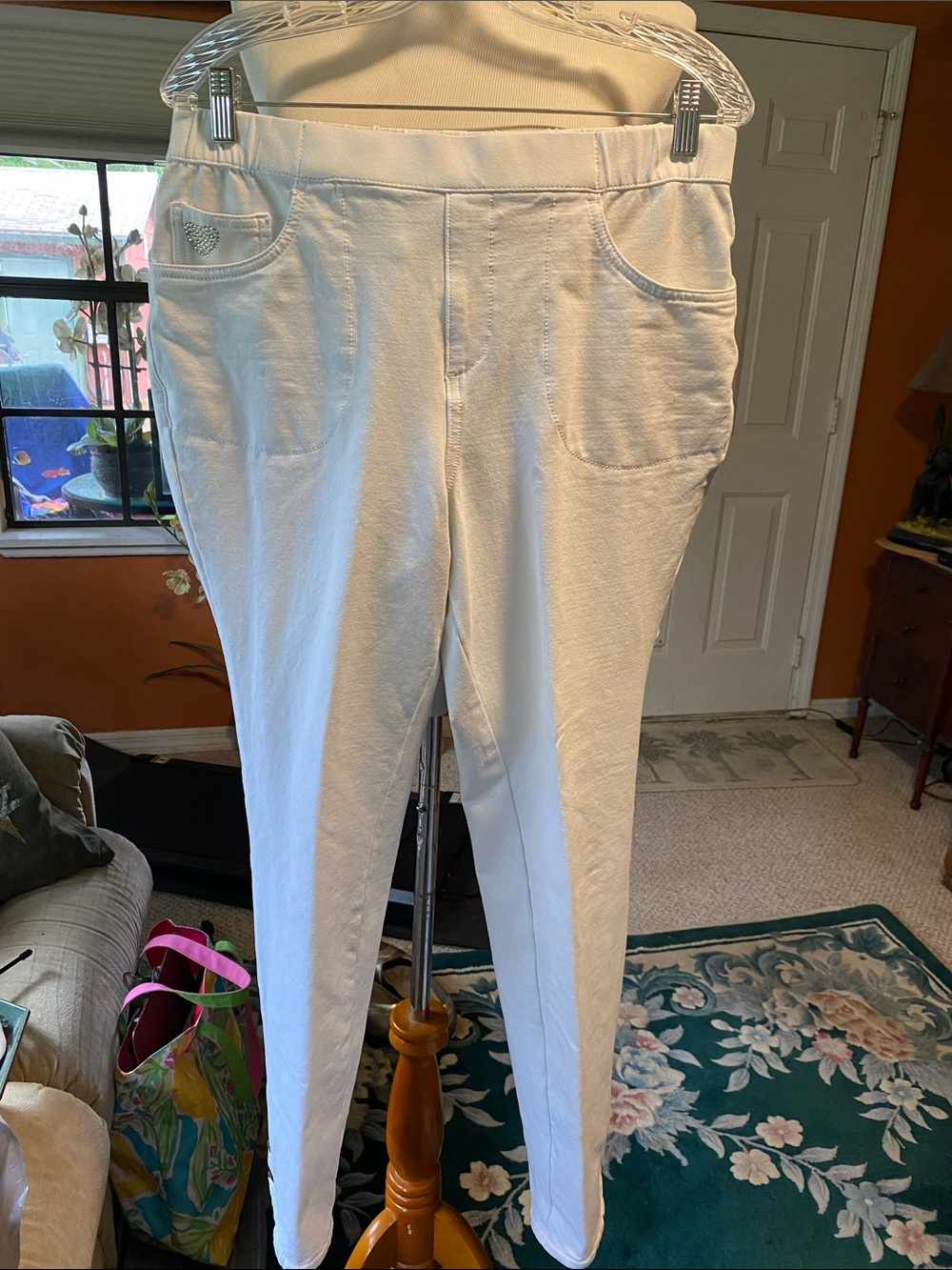 WHITE Cotton Stretch Pull-On Jeans